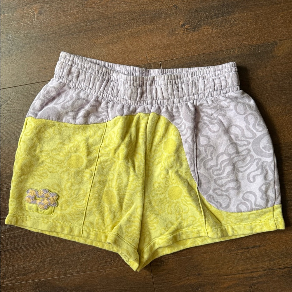 Nike Women's Yellow and Gray Athletic Shorts
